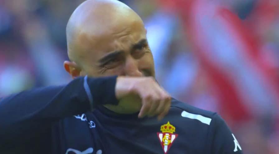 Abelardo no pudo contener las lágrimas tras el segundo gol del Sporting Sporting1905